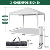HAOYYE 9.83*9.83*7.71-8.37ft Outdoor Folding Tent White Waterproof Canopy with Two Doors and Two Windows, Right-Angle Steel Frame Pop-Up Shelter for Patio Picnic Camping Events